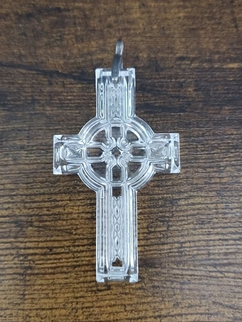 Vintage Waterford Crystal Cross Pendant Celtic Christian Glass Jewelry Decor